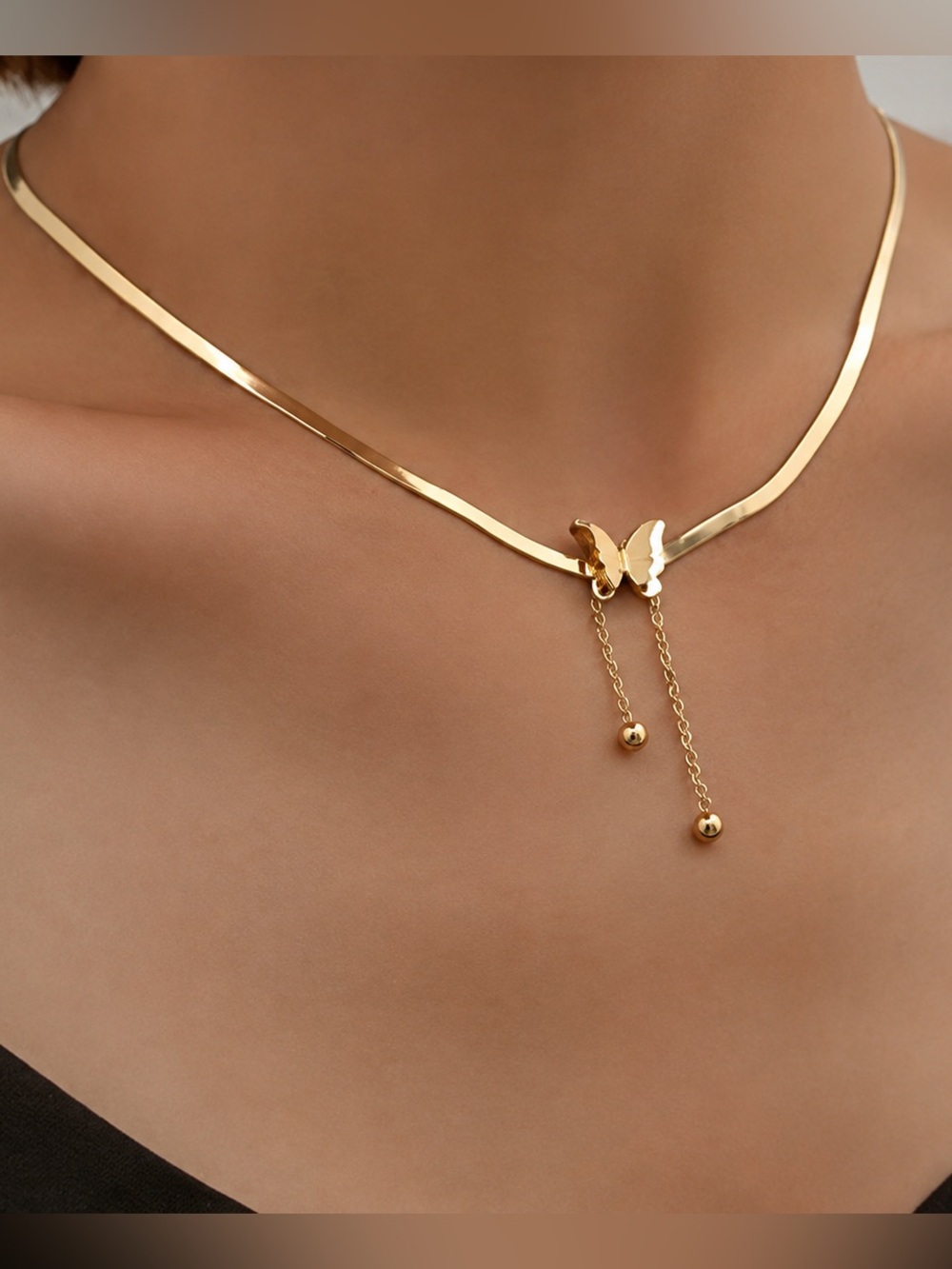 Elegant Gold Butterfly Necklace steel 316L